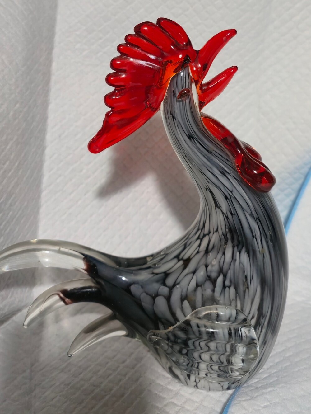 Murano Glass Rooster Sculpture Figurine